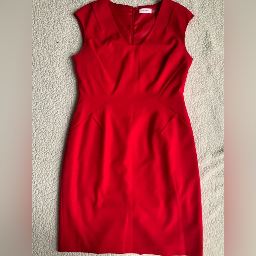 Calvin Klein dress, size 10, color red.